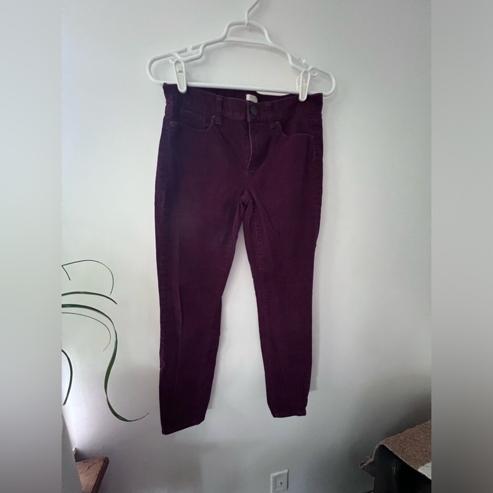 Women’s J. Crew Stretch Burgundy Corduroy Pants Size 26